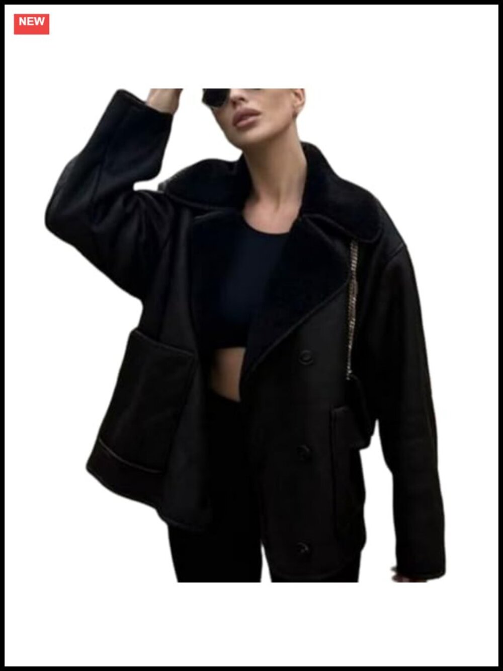Oversized Faux Suede Fleece Lined Trucker Jacket Single Breasted Coat
